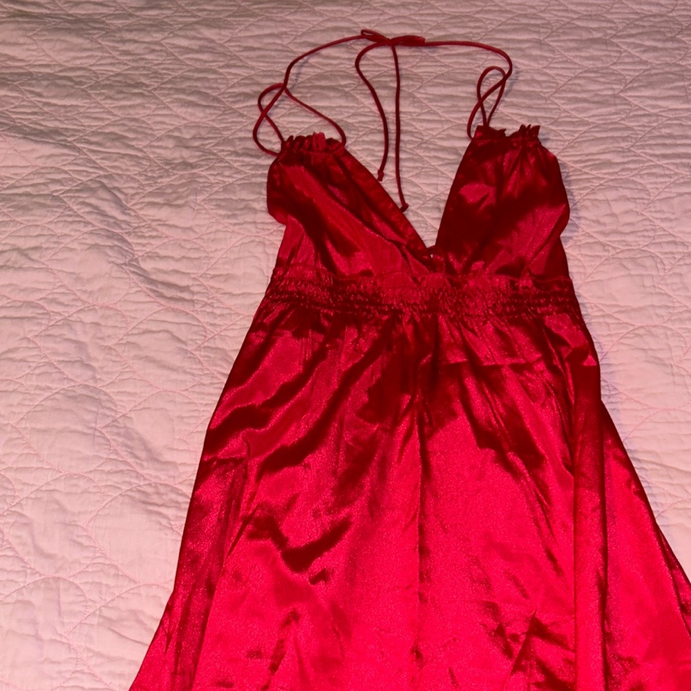 ASOS BEAUTIFUL RUBY RED BACKLESS FLOOR LENGTH DRESS 👗